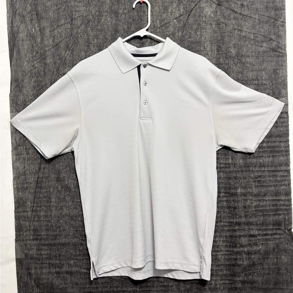PGA Tour Golf Polo Shirt Light Gray Men’s Size M Short Sleeve(A269)✨